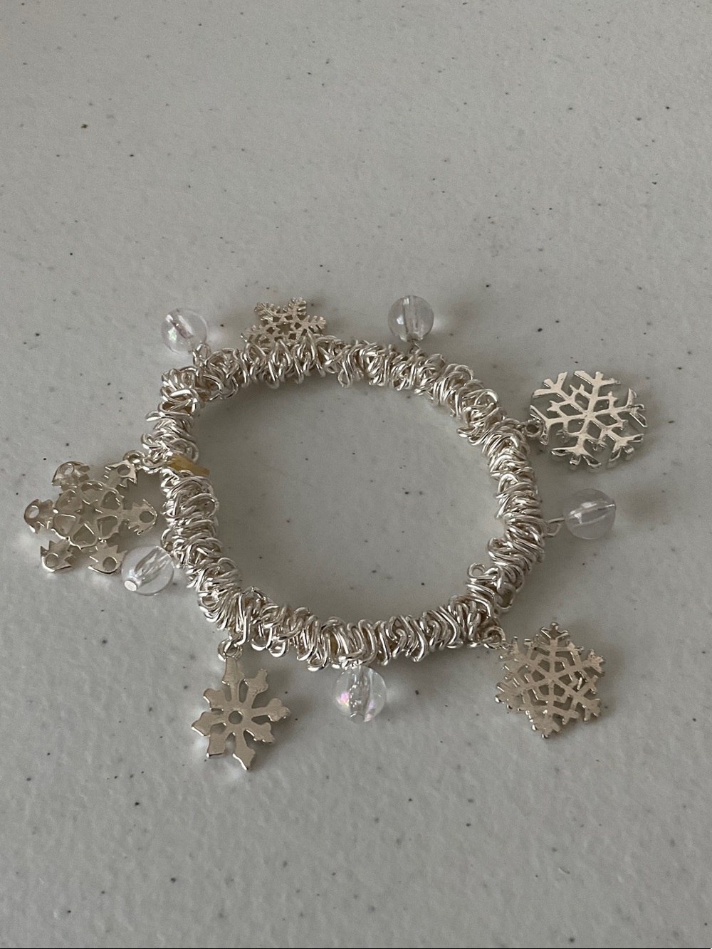 Silver Tone Snowflake Charm Bracelet